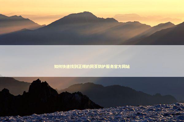 如何快速找到正规的网页防护服务官方网站 如何快速找到正规的网页防护服务官方网站 IT技术